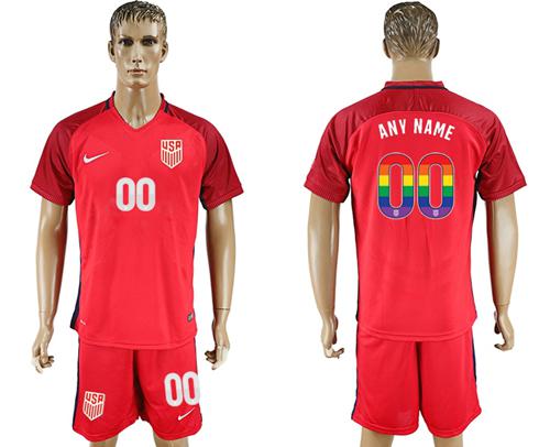 USA Personalized Red Rainbow Soccer Country Jersey