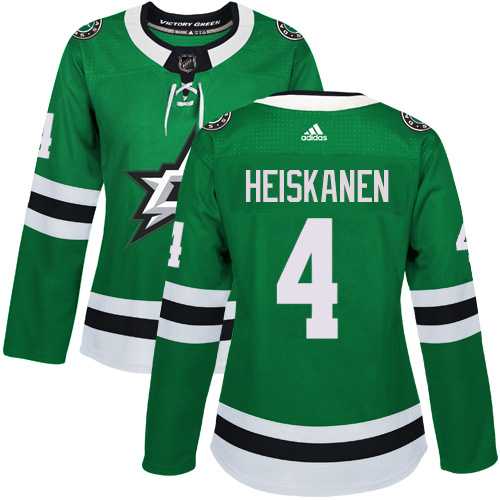 Women's Adidas Dallas Stars #4 Miro Heiskanen Green Home Authentic Stitched NHL