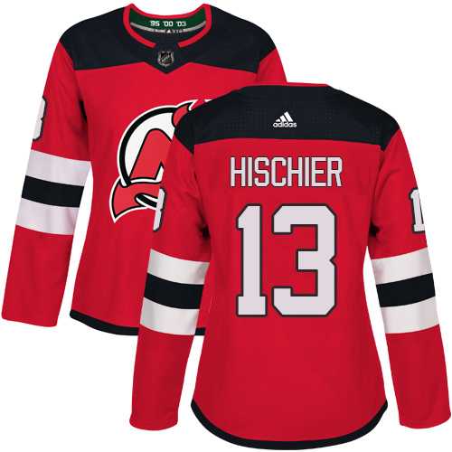 Women's Adidas New Jersey Devils #13 Nico Hischier Red Home Authentic Stitched NHL