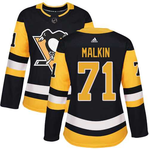 Women's Adidas Pittsburgh Penguins #71 Evgeni Malkin Black Home Authentic Stitched NHL