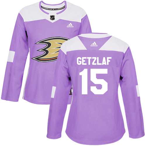 Women's Adidas Anaheim Ducks #15 Ryan Getzlaf Purple Authentic Fights Cancer Stitched NHL Jersey