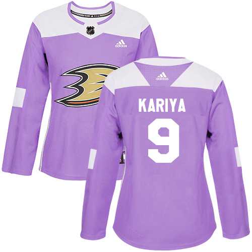 Women's Adidas Anaheim Ducks #9 Paul Kariya Purple Authentic Fights Cancer Stitched NHL Jersey