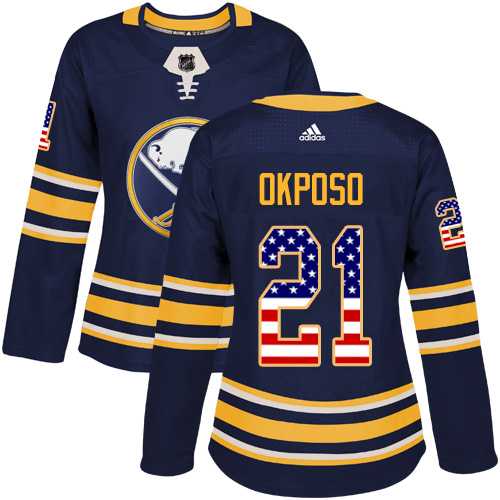 Women's Adidas Buffalo Sabres #21 Kyle Okposo Navy Blue Home Authentic USA Flag Stitched NHL Jersey