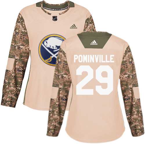 Women's Adidas Buffalo Sabres #29 Jason Pominville Camo Authentic 2017 Veterans Day Stitched NHL Jersey