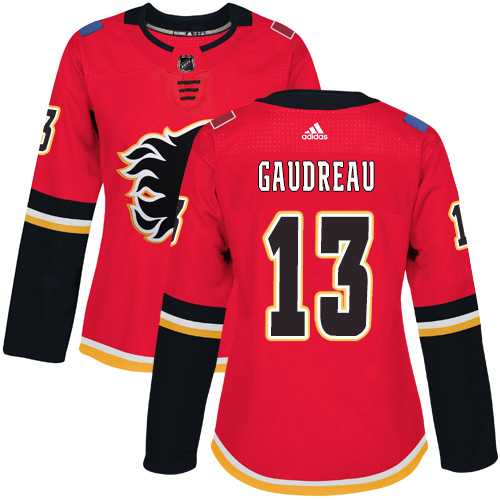Women's Adidas Calgary Flames #13 Johnny Gaudreau Red Home Authentic Stitched NHL Jersey