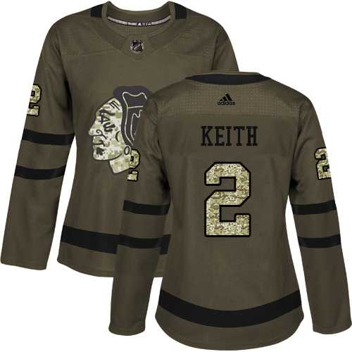 Women's Adidas Chicago Blackhawks #2 Duncan Keith Green Salute to Service Stitched NHL Jersey