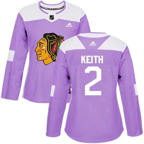 Women's Adidas Chicago Blackhawks #2 Duncan Keith Purple Authentic Fights Cancer Stitched NHL