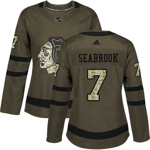 Women's Adidas Chicago Blackhawks #7 Brent Seabrook Green Salute to Service Stitched NHL Jersey
