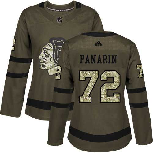 Women's Adidas Chicago Blackhawks #72 Artemi Panarin Green Salute to Service Stitched NHL Jersey