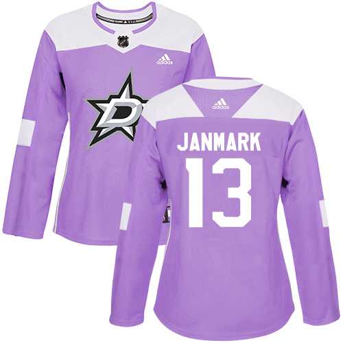 Women's Adidas Dallas Stars #13 Mattias Janmark Purple Authentic Fights Cancer Stitched NHL