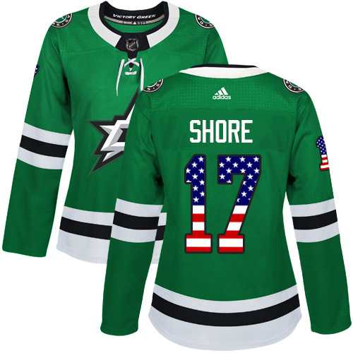 Women's Adidas Dallas Stars #17 Devin Shore Green Home Authentic USA Flag Stitched NHL Jersey