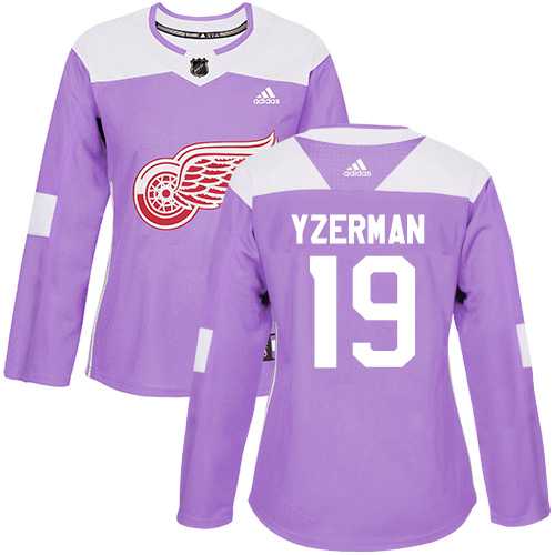Women's Adidas Detroit Red Wings #19 Steve Yzerman Purple Authentic Fights Cancer Stitched NHL