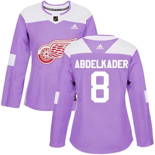 Women's Adidas Detroit Red Wings #8 Justin Abdelkader Purple Authentic Fights Cancer Stitched NHL