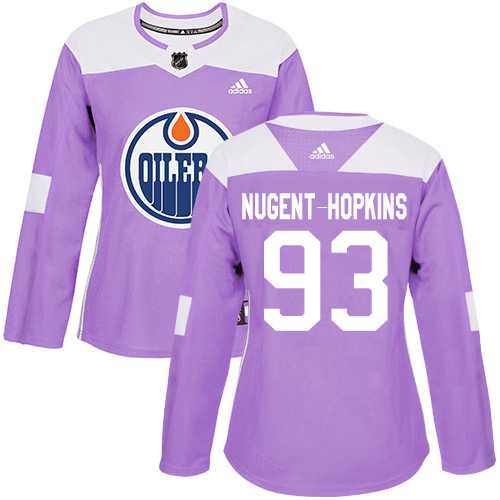 Women's Adidas Edmonton Oilers #93 Ryan Nugent-Hopkins Purple Authentic Fights Cancer Stitched NHL