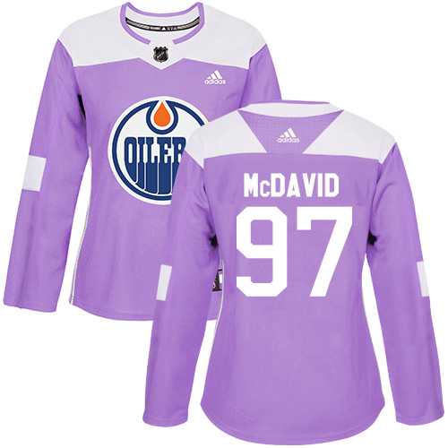Women's Adidas Edmonton Oilers #97 Connor McDavid Purple Authentic Fights Cancer Stitched NHL