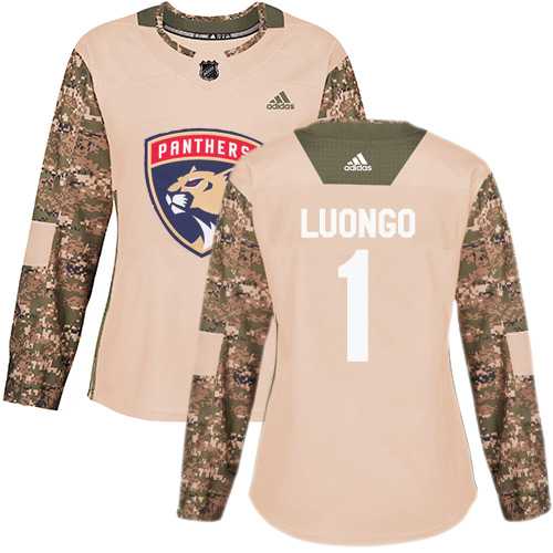 Women's Adidas Florida Panthers #1 Roberto Luongo Camo Authentic 2017 Veterans Day Stitched NHL Jersey