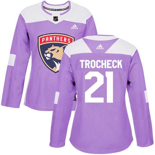 Women's Adidas Florida Panthers #21 Vincent Trocheck Purple Authentic Fights Cancer Stitched NHL