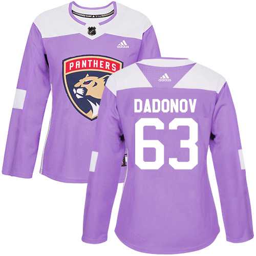 Women's Adidas Florida Panthers #63 Evgenii Dadonov Purple Authentic Fights Cancer Stitched NHL