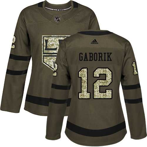 Women's Adidas Los Angeles Kings #12 Marian Gaborik Green Salute to Service Stitched NHL Jersey