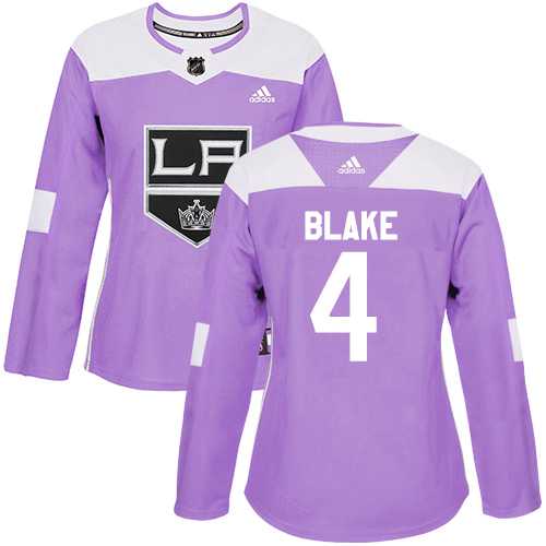 Women's Adidas Los Angeles Kings #4 Rob Blake Purple Authentic Fights Cancer Stitched NHL