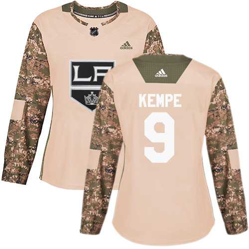 Women's Adidas Los Angeles Kings #9 Adrian Kempe Camo Authentic 2017 Veterans Day Stitched NHL Jersey