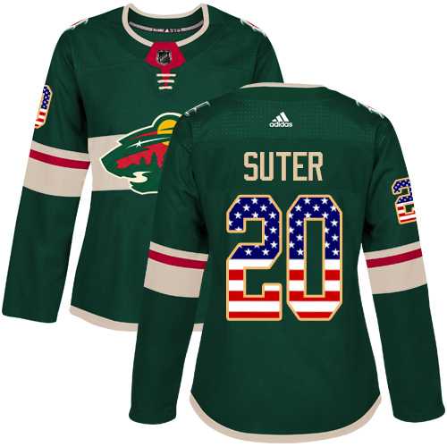 Women's Adidas Minnesota Wild #20 Ryan Suter Green Home Authentic USA Flag Stitched NHL Jersey