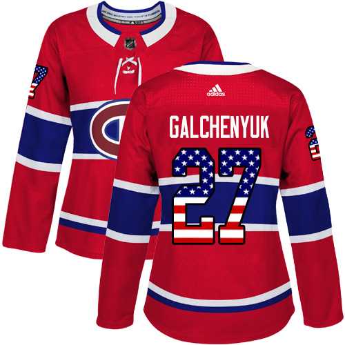 Women's Adidas Montreal Canadiens #27 Alex Galchenyuk Red Home Authentic USA Flag Stitched NHL Jersey