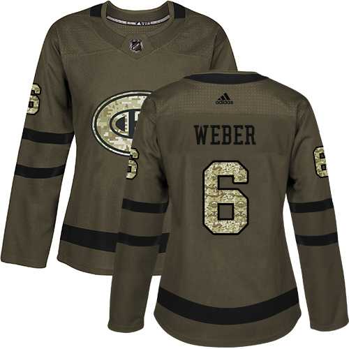 Women's Adidas Montreal Canadiens #6 Shea Weber Green Salute to Service Stitched NHL Jersey
