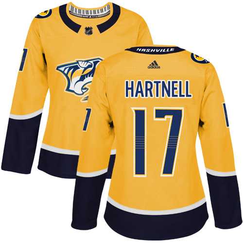 Women's Adidas Nashville Predators #17 Scott Hartnell Yellow Home Authentic Stitched NHL
