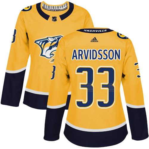 Women's Adidas Nashville Predators #33 Viktor Arvidsson Yellow Home Authentic Stitched NHL