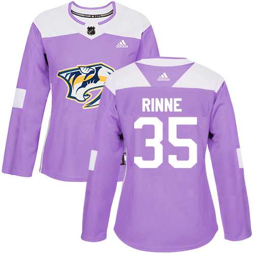 Women's Adidas Nashville Predators #35 Pekka Rinne Purple Authentic Fights Cancer Stitched NHL