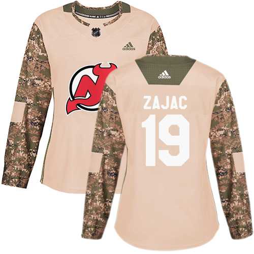 Women's Adidas New Jersey Devils #19 Travis Zajac Camo Authentic 2017 Veterans Day Stitched NHL Jersey