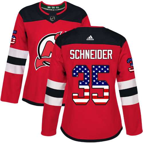 Women's Adidas New Jersey Devils #35 Cory Schneider Red Home Authentic USA Flag Stitched NHL Jersey