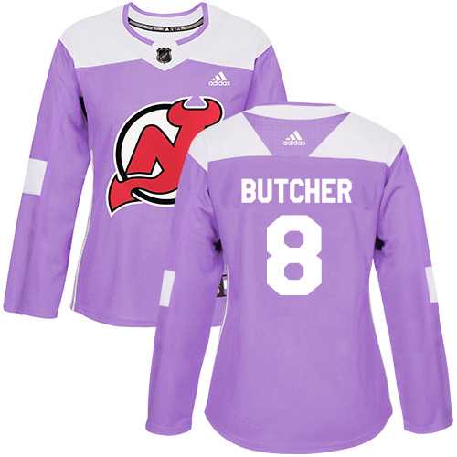 Women's Adidas New Jersey Devils #8 Will Butcher Purple Authentic Fights Cancer Stitched NHL Jersey
