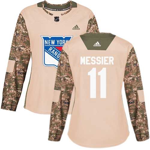 Women's Adidas New York Rangers #11 Mark Messier Camo Authentic 2017 Veterans Day Stitched NHL Jersey