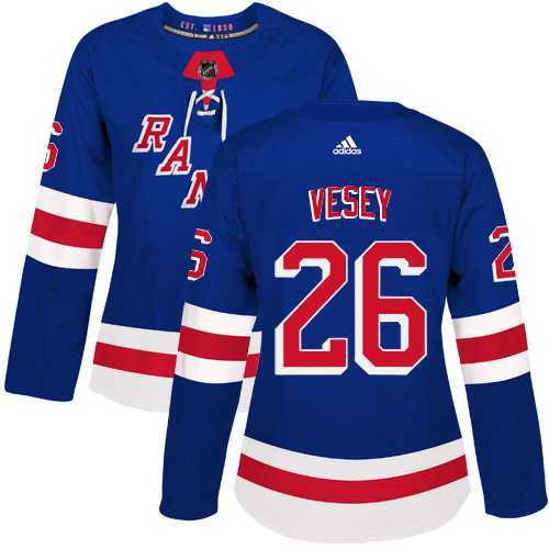 Women's Adidas New York Rangers #26 Jimmy Vesey Royal Blue Home Authentic Stitched NHL Jersey
