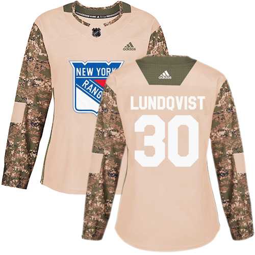 Women's Adidas New York Rangers #30 Henrik Lundqvist Camo Authentic 2017 Veterans Day Stitched NHL Jersey