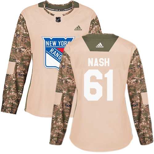 Women's Adidas New York Rangers #61 Rick Nash Camo Authentic 2017 Veterans Day Stitched NHL Jersey