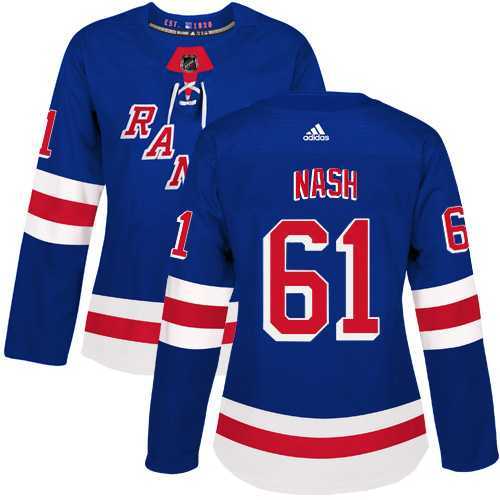 Women's Adidas New York Rangers #61 Rick Nash Royal Blue Home Authentic Stitched NHL Jersey