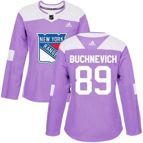Women's Adidas New York Rangers #89 Pavel Buchnevich Purple Authentic Fights Cancer Stitched NHL Jersey
