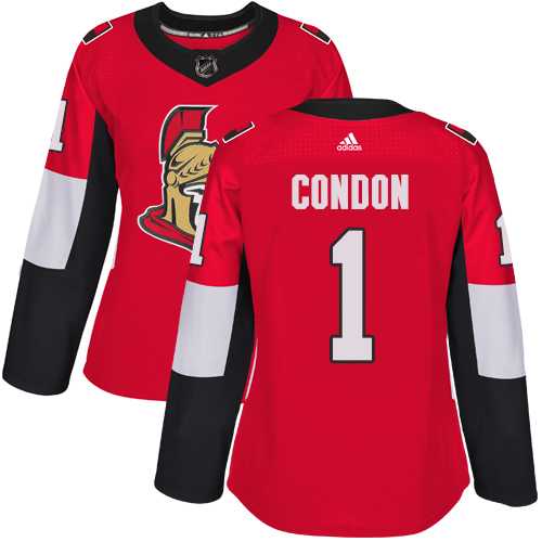 Women's Adidas Ottawa Senators #1 Mike Condon Red Home Authentic Stitched NHL Jersey