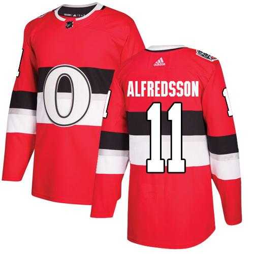 Women's Adidas Ottawa Senators #11 Daniel Alfredsson Red Authentic 2017 100 Classic Stitched NHL Jersey