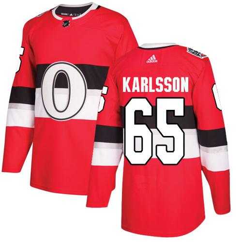 Women's Adidas Ottawa Senators #65 Erik Karlsson Red Authentic 2017 100 Classic Stitched NHL Jersey