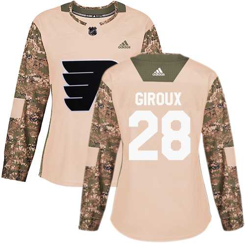 Women's Adidas Philadelphia Flyers #28 Claude Giroux Camo Authentic 2017 Veterans Day Stitched NHL Jersey