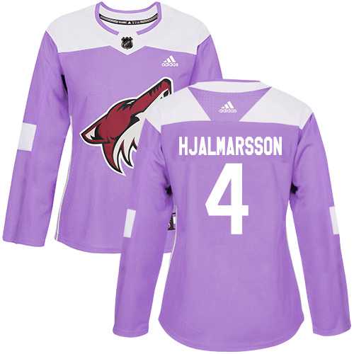 Women's Adidas Phoenix Coyotes #4 Niklas Hjalmarsson Purple Authentic Fights Cancer Stitched NHL Jersey