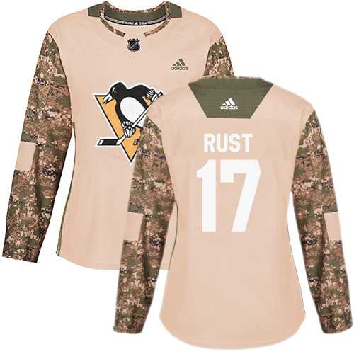 Women's Adidas Pittsburgh Penguins #17 Bryan Rust Camo Authentic 2017 Veterans Day Stitched NHL Jersey