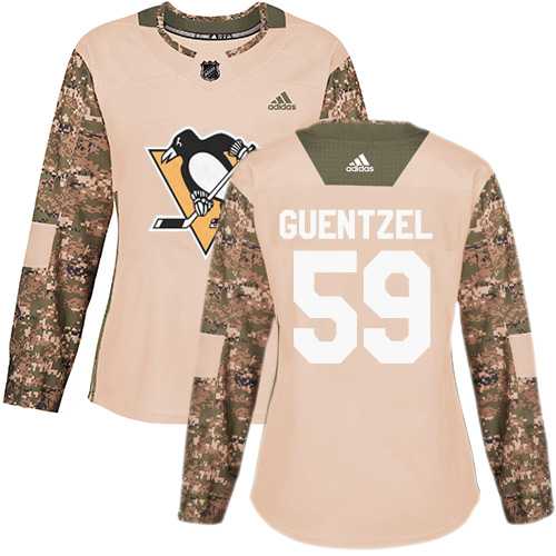 Women's Adidas Pittsburgh Penguins #59 Jake Guentzel Camo Authentic 2017 Veterans Day Stitched NHL Jersey