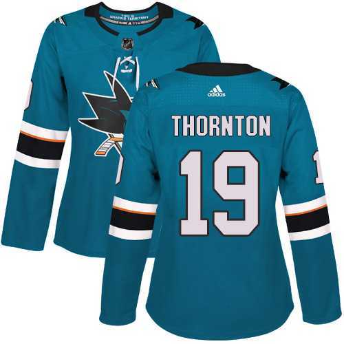 Women's Adidas San Jose Sharks #19 Joe Thornton Teal Home Authentic Stitched NHL Jersey