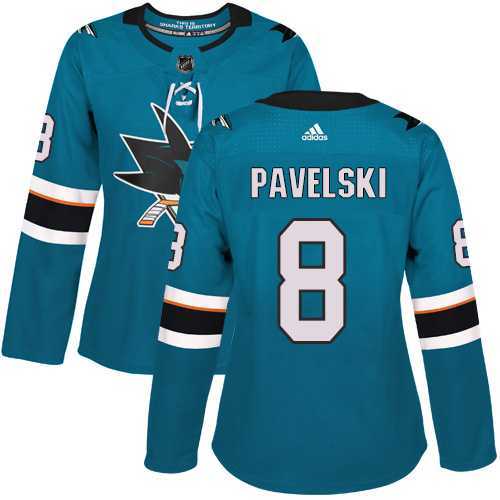 Women's Adidas San Jose Sharks #8 Joe Pavelski Teal Home Authentic Stitched NHL Jersey