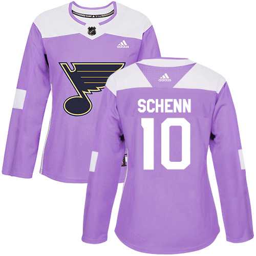 Women's Adidas St. Louis Blues #10 Brayden Schenn Purple Authentic Fights Cancer Stitched NHL Jersey
